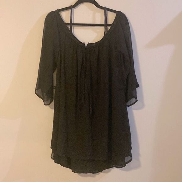 Purple Snow Dresses & Skirts - Purple Snow, Black Cold Shoulder Mini Dress, Braided Straps, Lined, Size M